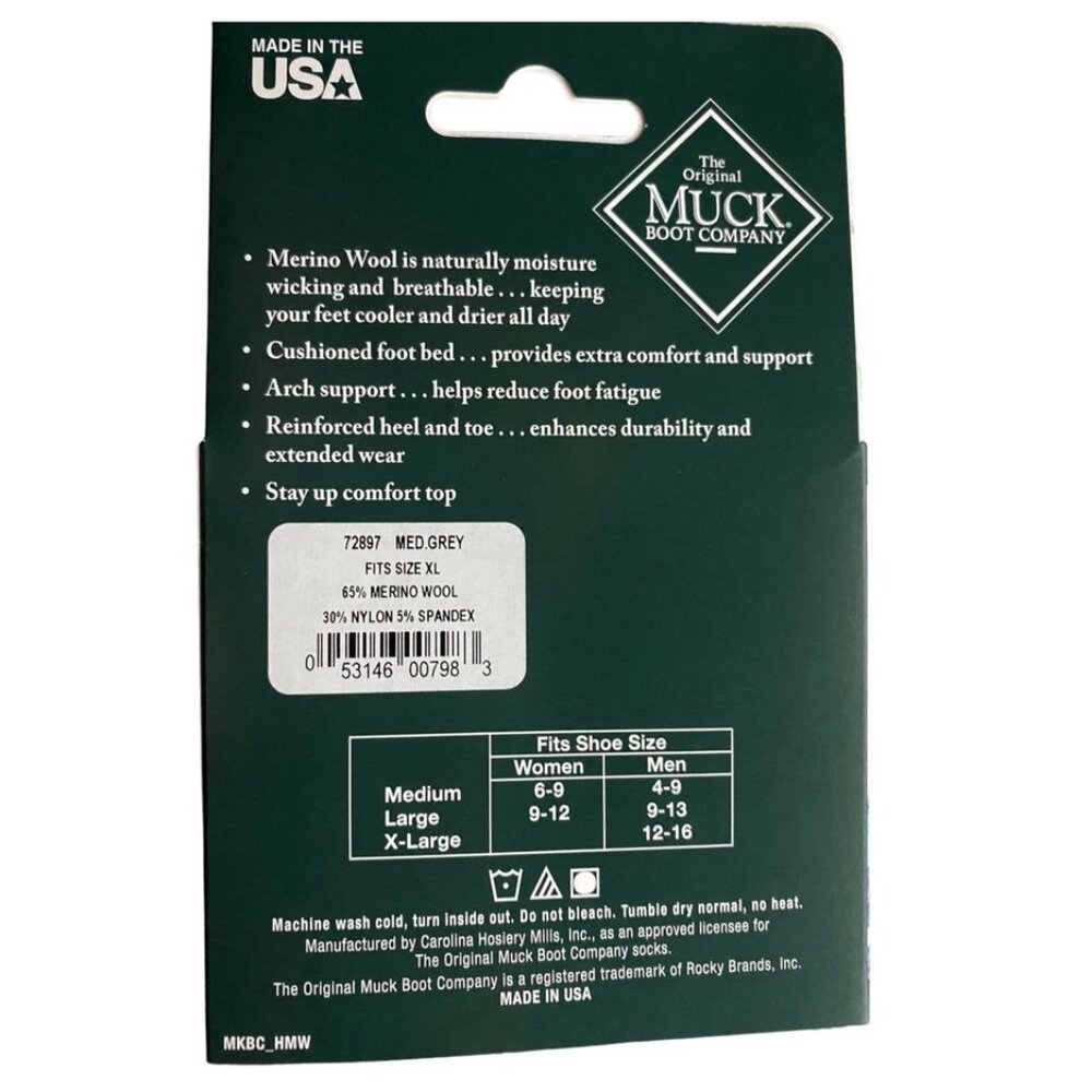 MUCK Boot Co Two Pair Merino Wool Gradual Compression Tall Boot Socks XL 12-16 - Picture 6 of 6